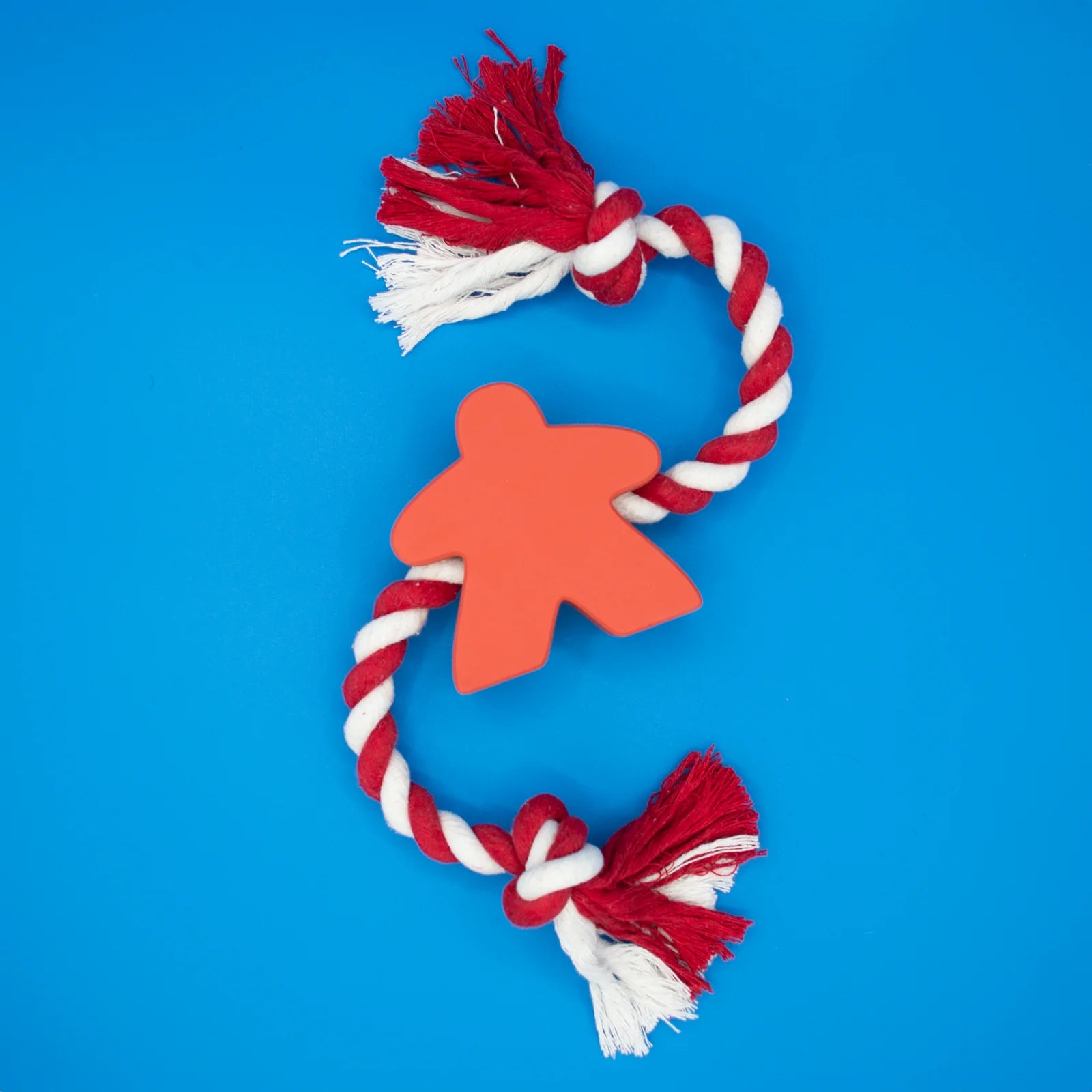 Meeple Dog Toy - Rubber and Rope - Red